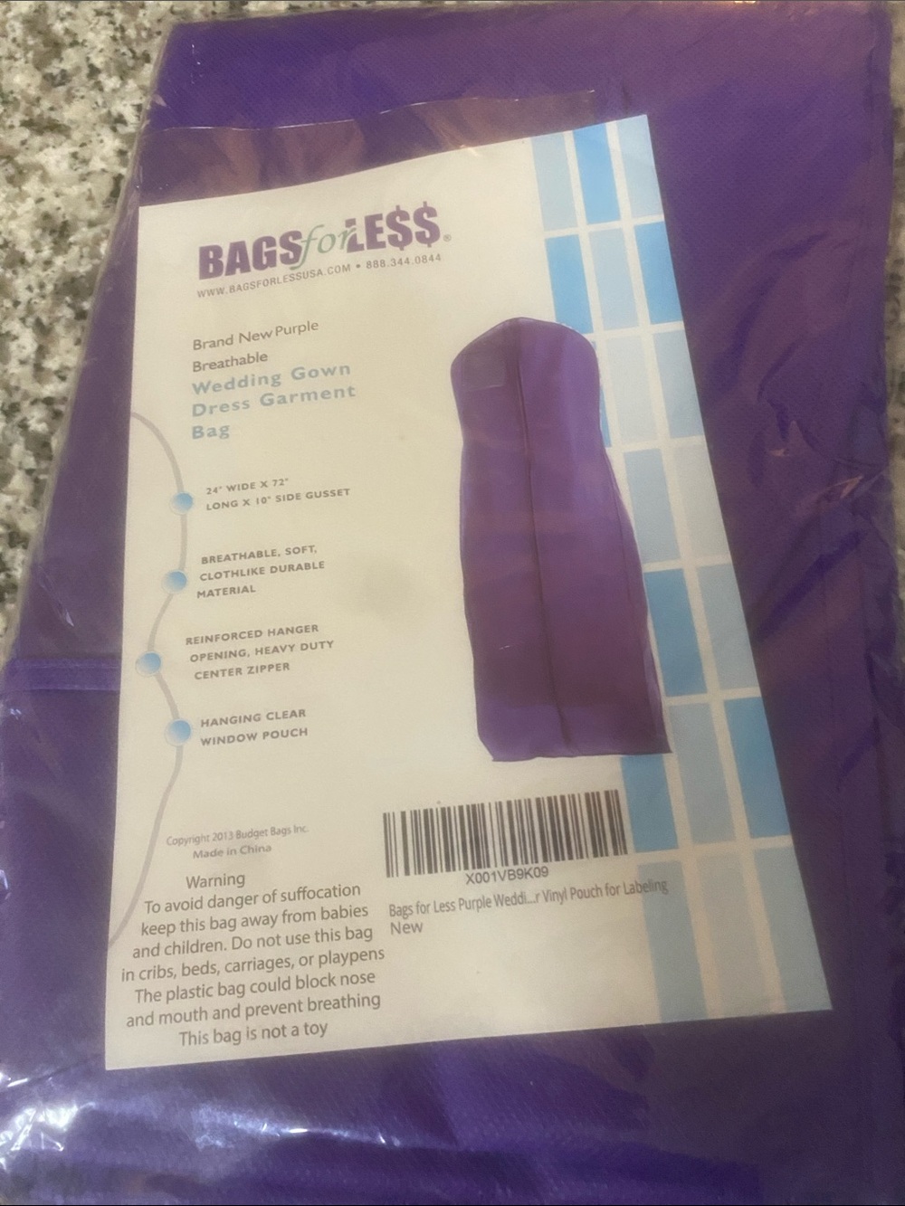 Purple Dress Garment Bag - Kids Dresses Protection